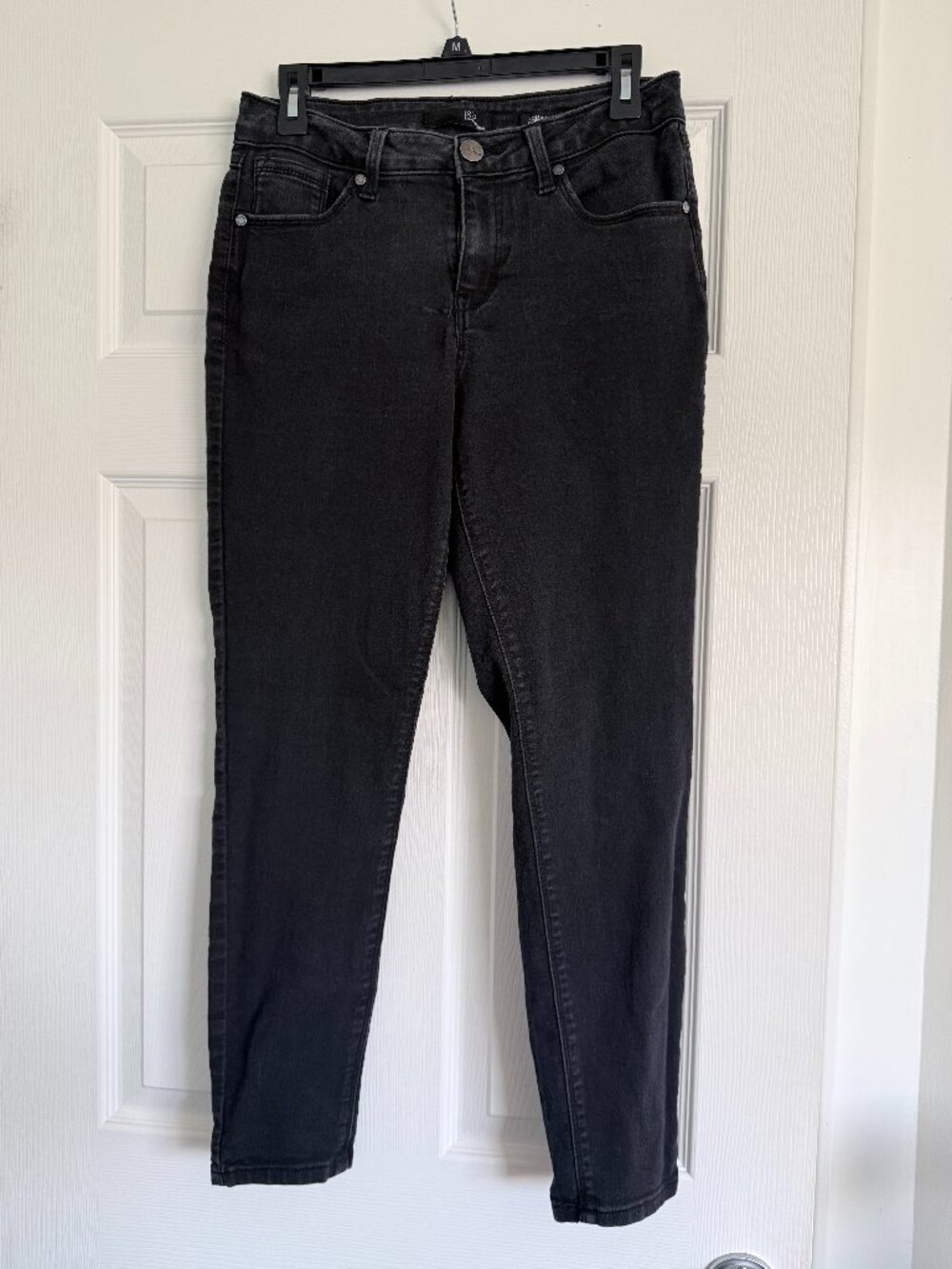 1822 Denim Adrianna Washed Black Mid Rise Skinny Ankle Stretch Jeans Size 10
